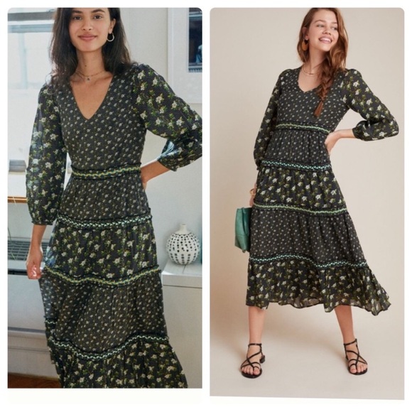 💝Anthropologie Karoline boho inspired tiered maxi - Picture 3 of 10